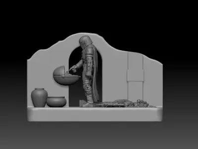star wars scene the mandalorian - yoda 3D print model
