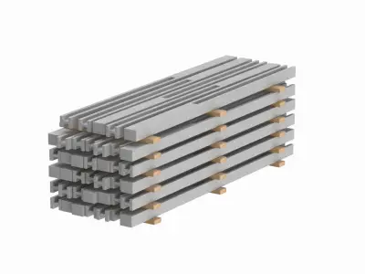 Concrete Slabs On Wood Planks 3D model