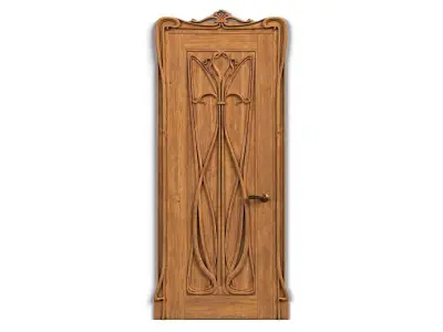 Door0001 wooden door with ornate carvings 3D model