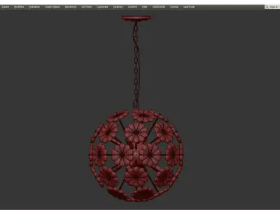  Glass Flowers Sputnik Chandelier D 32 Low-poly 3D model