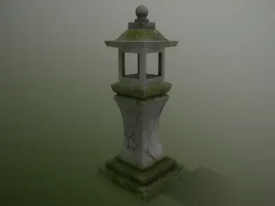 Stone Asian Lantern Low-poly 3D model
