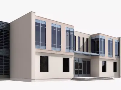 modern realistic building Low-poly 3D model