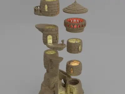 Small Magician Tower Tabletop Terrain 28 mm 3D print model