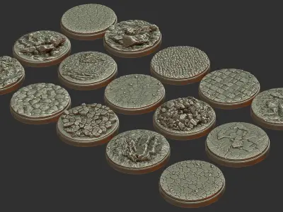 PACK 4 - 15 MINIATURE BASES 50mm 3D Print Ready 3D print model