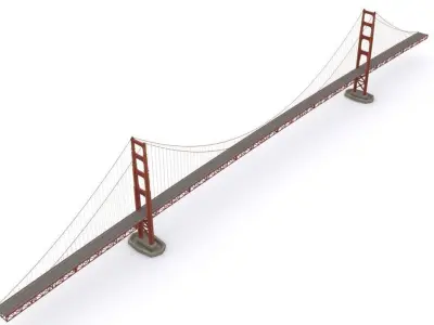 Golden Gate Bridge Low-poly 3D model