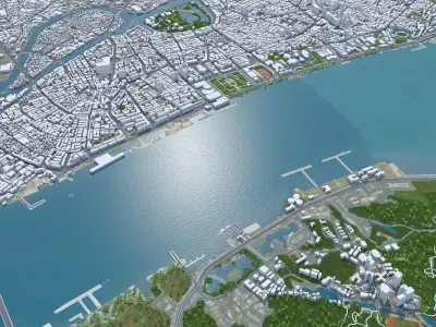 Shantou Guangdong Province China 90km AI Low-poly 3D model