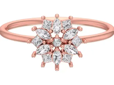 Solitaire Women Light Weight Princess marquise stone Band Ring 3D print model