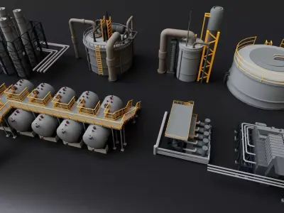Refinery Factory Power Plant Mega Pack Collection 3D model