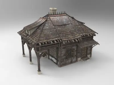 Medieval house fantasy 04 Low-poly 3D model
