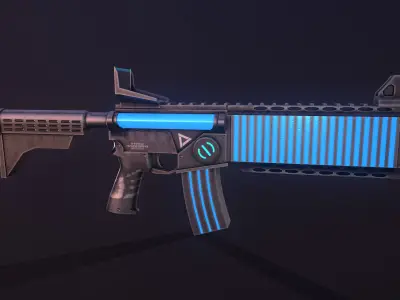 Sci-Fi Blue Knight Riffle  Low-poly 3D model