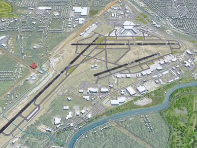 Greater Rochester International Airport 10km Low-poly 3D model