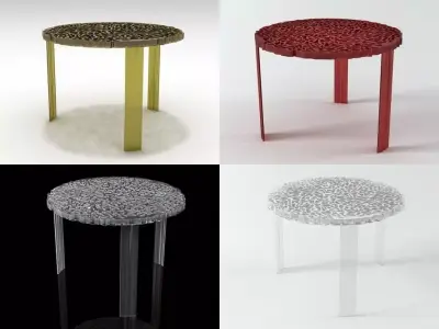 T-Table four different colored tables 3D model