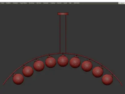 Ceiling lamp arc and balls Low-poly 3D model