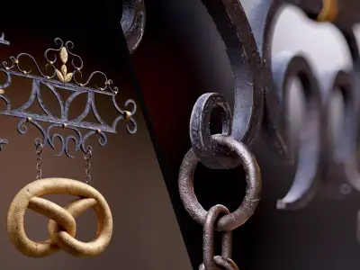 Old Pretzel Street Sign 8K and 4K Low-poly 3D model