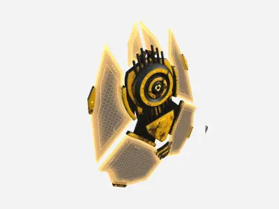 SciFi Shield A08 Yellow - Sci Fi Weapon Design Low-poly 3D model