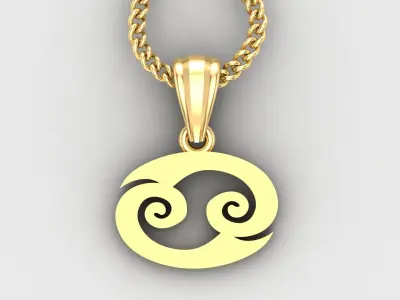 Cancer Light Gold Pendant Version 5 3D print model
