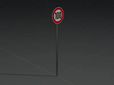 Traffic sign 274-100 Speed limit 100 km h Size-2 Low-poly 3D model