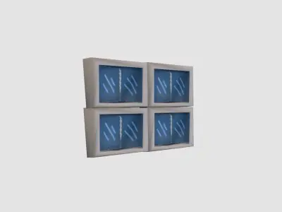 square blue window  Low-poly 3D model