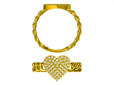 Heart ring Diamond Ultra light Minimal Women 3D print model 3D print model