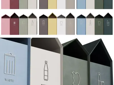527 exterior and architecture 19 trash cans recycling ridge 3D model