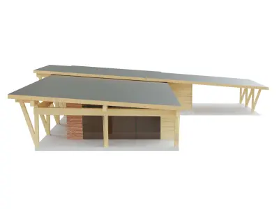 Modern Wood Cabin Low-poly 3D model