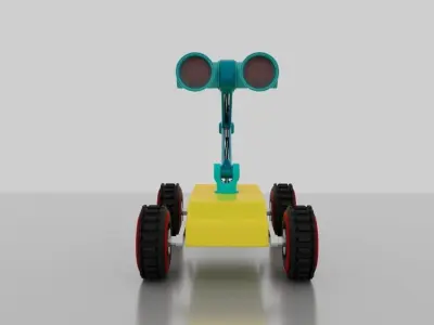 Robot toy on wheels Low-poly 3D model