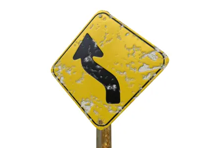 Double Curve Ahead To the Left Then To The Right Traffic Sign 3D model