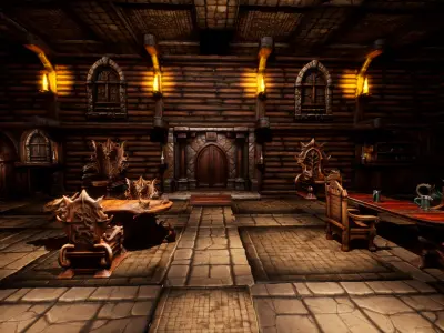 Medieval Dining Room Asset Pack Low-poly 3D model