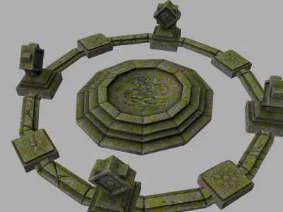 temple 1 stone circle with stones in it Low-poly 3D model