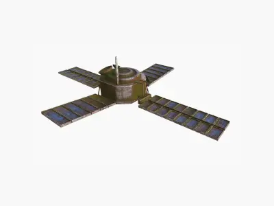 Satellite H11 Destroyed - SciFi Space Design Low-poly 3D model