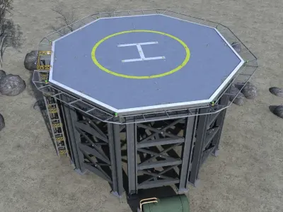 Helipad - industrial helicopter landing pad - Unity 3d package Low-poly 3D model