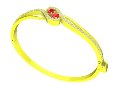 Elegant Open Band Gold Ring with Du Red Gemstones for Women 6492 3D print model