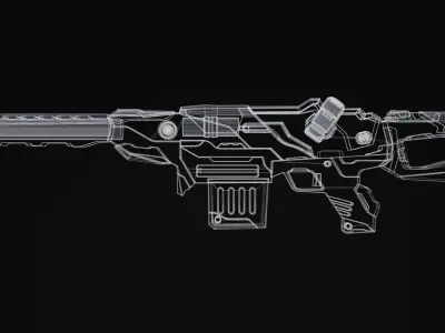 Rainer Rifle Scifi Game Ready Low-poly 3D model