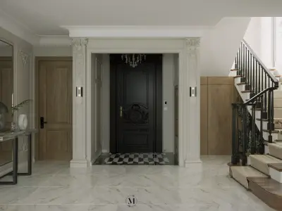 Elegant Modern Classic Open Plan Living  Dining Scene 3D model