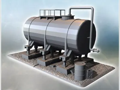 Large industrial tank with supporting structure and additional b 3D print model