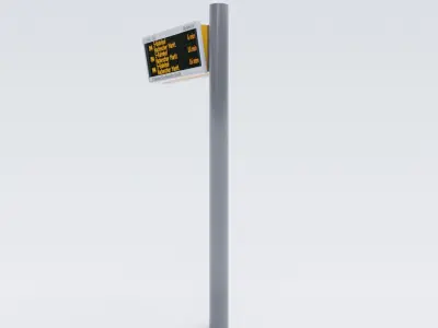 German Berlin Bus Stop Timetable Pole 3D model