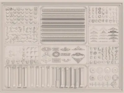 Collection stucco molding frame Low-poly 3D model get