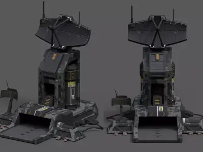 Scifi base building exterior skyscraper sci fi station  Low-poly 3D model