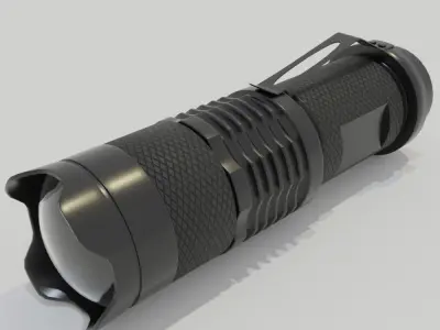 Police LED Flashlight Low-Poly Black Low-poly 3D model