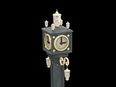 Fancy Street Clock Low-poly 3D model purchase