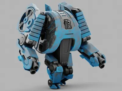 Military robot rigged animated character 3D model