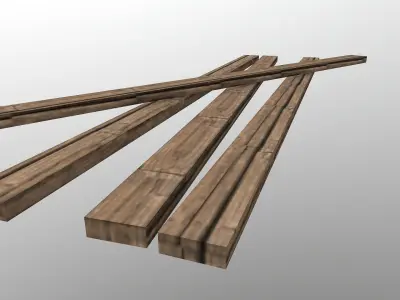  Low Poly Wooden Planks Free low-poly 3D model