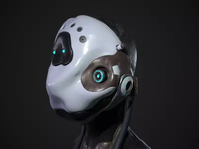 Robot Head Low-poly 3D model