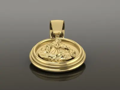 Oval Antique Jesus Christ Pendant 22mm Length 3D print model