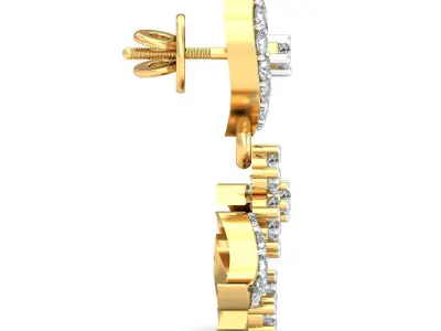 Yellow gold diamond earring-P2 E-10 3D print model