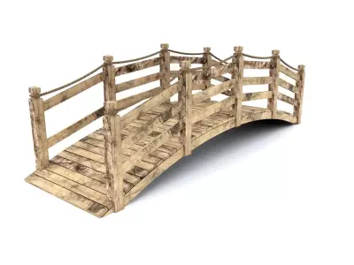 WOODEN BRIDGE-ARC Low-poly 3D model