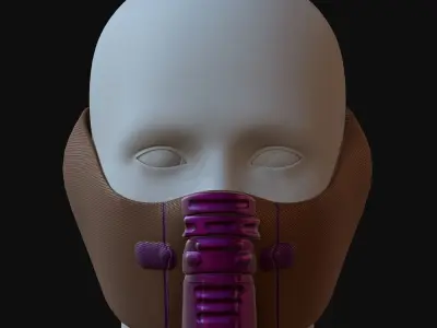 Gas mask helmet 3d model scifi Low-poly  Low-poly 3D model