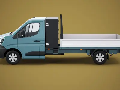  Renault Master Tipper Flatbed V2 Truck PBR Textured 3D Model 