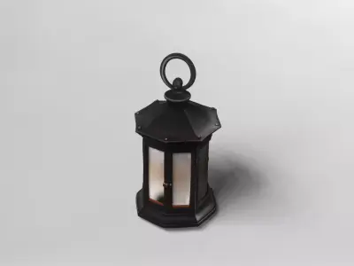 Classic Black Metal Lantern 3D Model 3D model