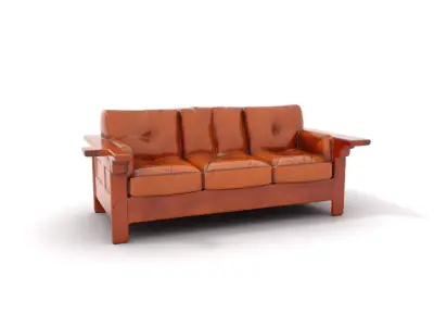 Brown Leather Sofa model pack Low-poly 3D model